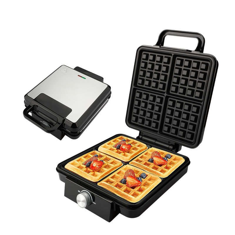 Donut Maker Mini - Reemix 4枚焼きベルギーミニワッフルメーカー、3段階の焼き色調整機能付き、ノンスティック加工の正方形ワッフルプレート、1500ワット、コンパクトデザイン