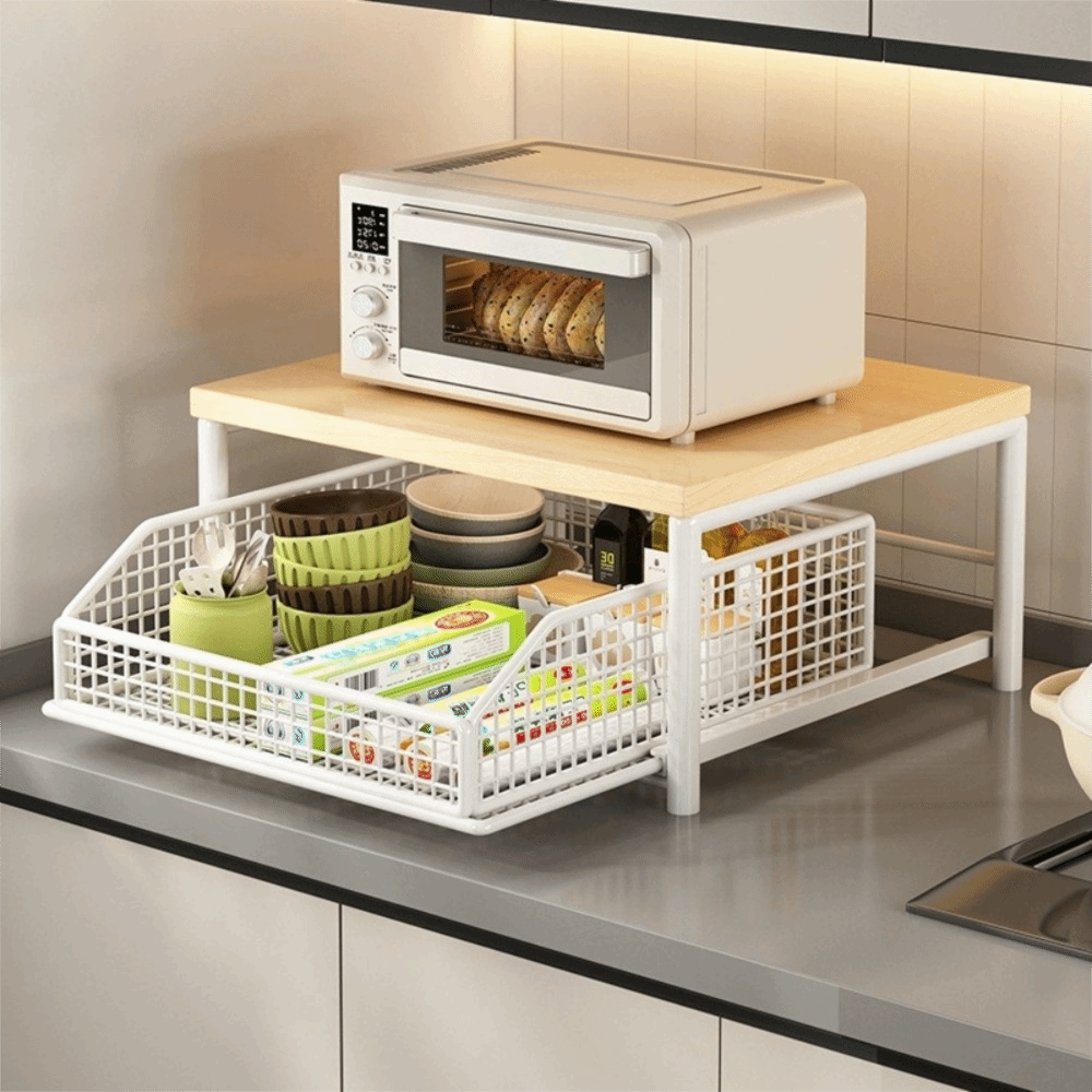 Kitchen Appliances Countertop - 多機能引き出し付き電子レンジスタンド省スペースカウンタートップ収納キッチンオーガナイザー多機能ラック炊飯器
