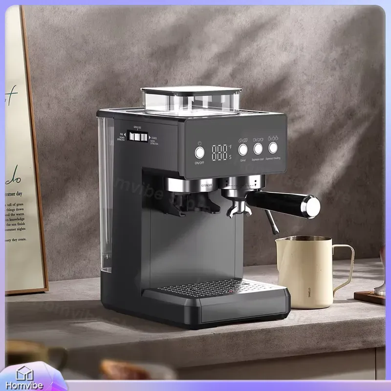 Milk Frother Automatic - 3 in 1セミオートマチックエスプレッソマシン、グラインダー内蔵、ミルクフォーマー、コールドブリューファンクション、20バールポンプ搭載、ホームバリスタ向け