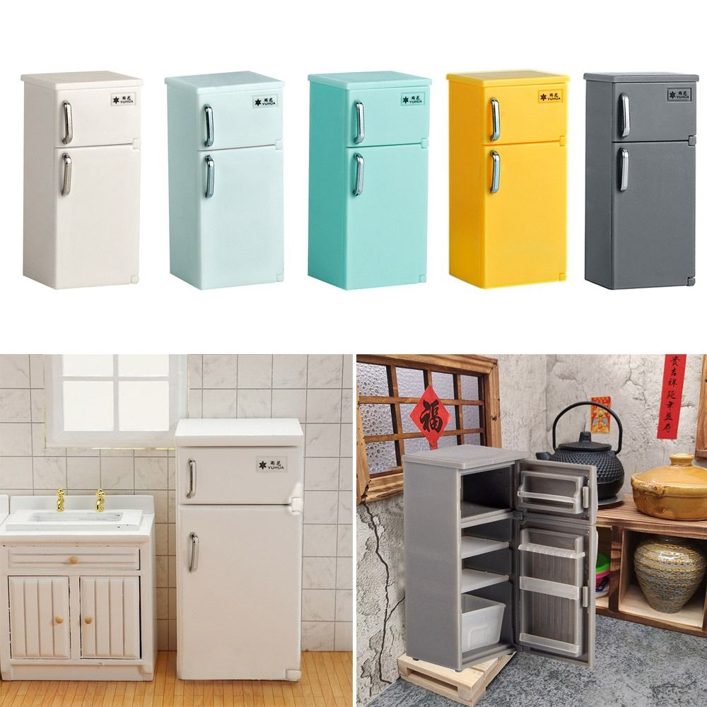 Kitchen Appliances List - ミニチュアプラスチック冷蔵庫モデル 1:24 マルチカラー ドールハウス冷蔵庫 キッチン家電 ミニ冷蔵庫