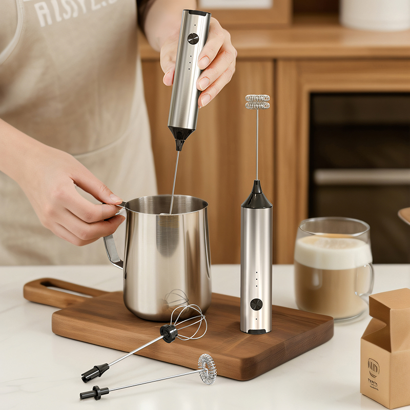 Milk Frother Automatic - クリトン ステンレス製 ミニ自動ミルクフォーマー ポータブルUSB充電式コーヒー用泡立て器