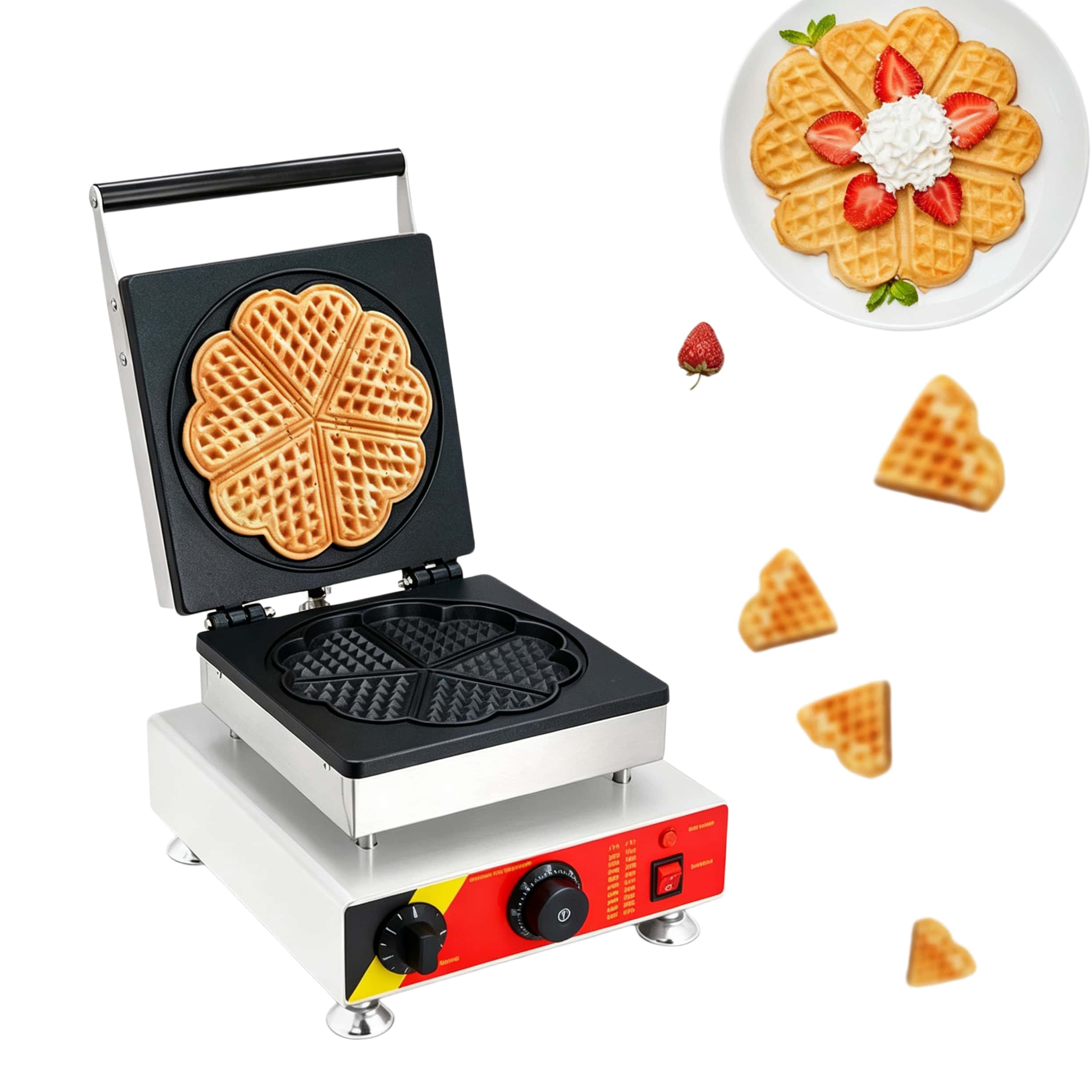 Donut Maker Mini - スナックファストフード機器 ゴフレラ ミニワッフルメーカー 220/110V 業務用ハート型ワッフルマシン