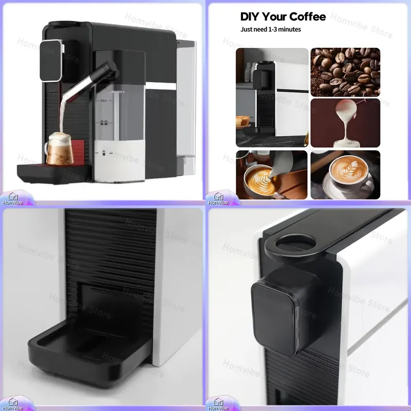 Milk Frother Automatic - スマートポータブルエスプレッソミルクフォーマー付きカプセルコーヒーメーカー、家庭、ホテル、オフィス用コンパクト自動コーヒーメーカー