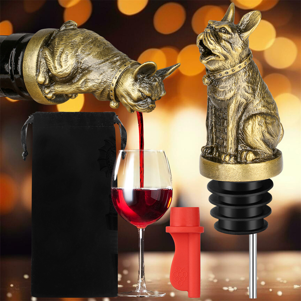 Kitchen Appliances On Sale - フレンチブルドッグワインボトルストッパー、かわいいシャンパンボトル、飲料真空シール、結婚式のキッチンツール、バーの装飾アクセサリー、プーアー