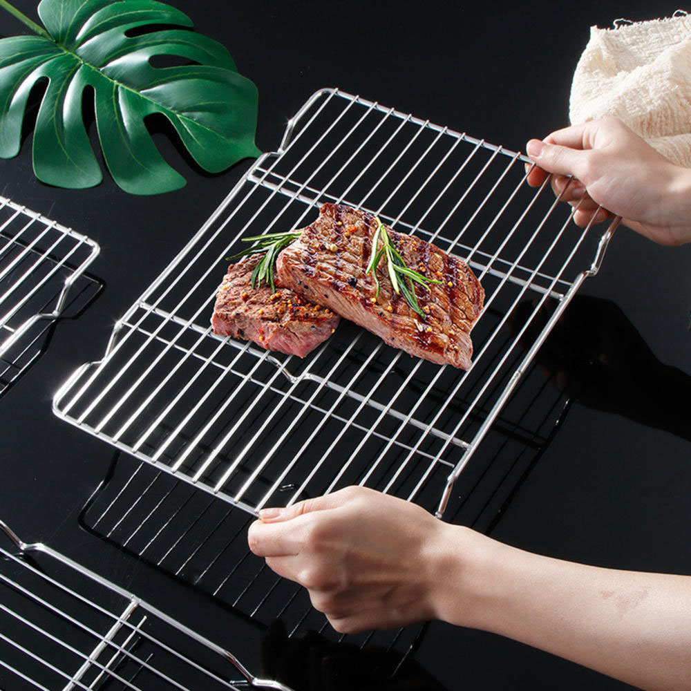 Kitchen Appliances On Sale - ステンレススチール バーベキューメッシュマット 再利用可能 耐熱性 BBQ ベーキングネットパッド
