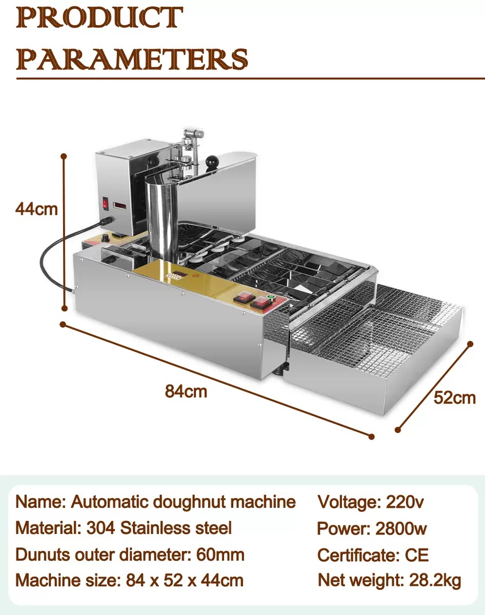 2800W電気商用4列自動ミニドーナツメーカーマシンフライヤ - Donut Maker Mini のレビューと価格