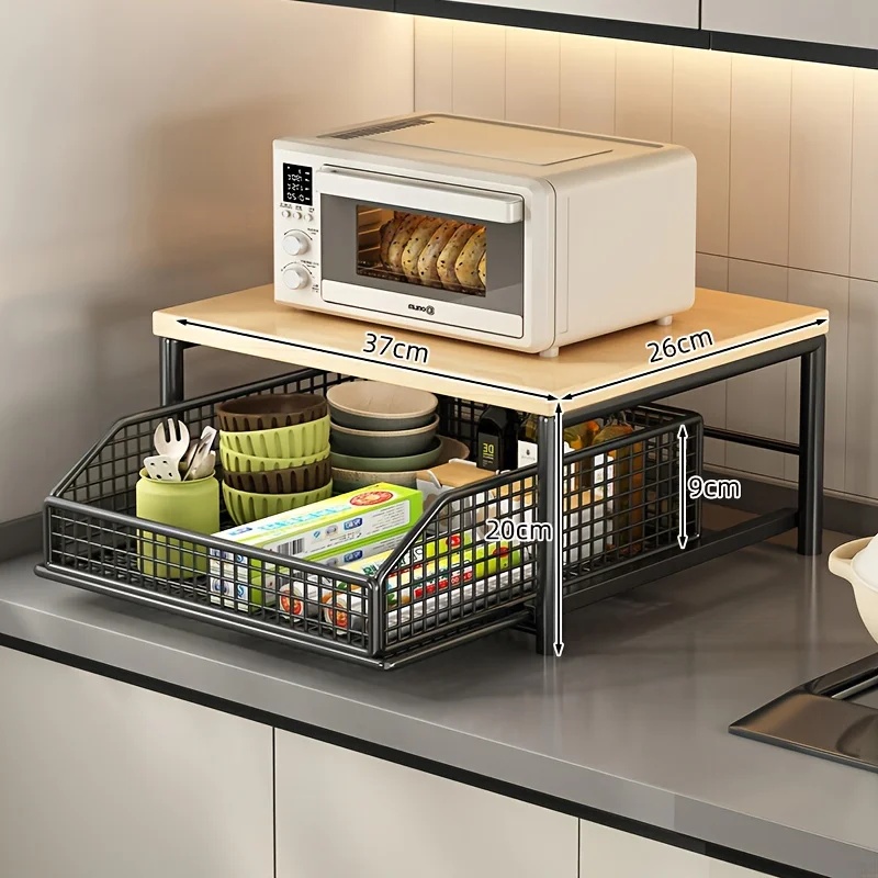 モダンな電子レンジラック、無垢材と金属製のキッチンカウンター - Kitchen Appliances Countertop のレビューと価格