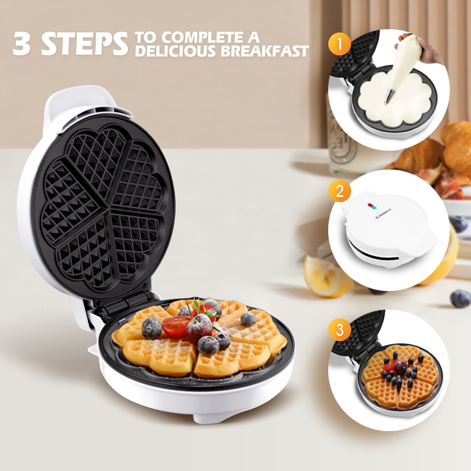 朝食ワッフル金型機、ミニ電気ワッフルメーカー、バブルエッグケ - Donut Maker Mini のレビューと価格