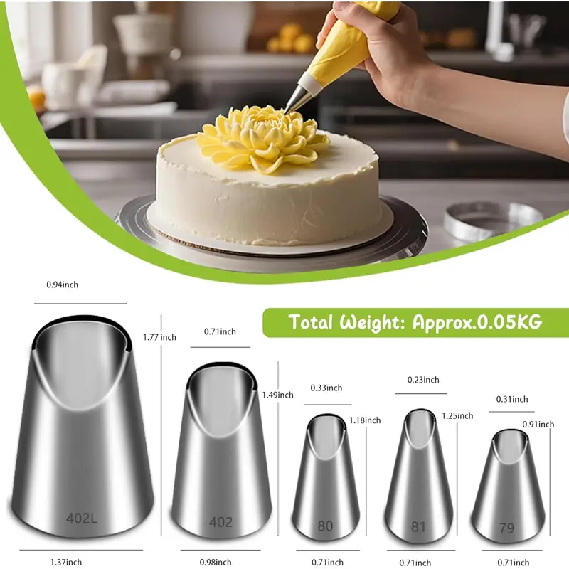 5個入りステンレス製パイピングノズルセット、菊型アイシングノ - Kitchen Appliances On Sale のレビューと価格
