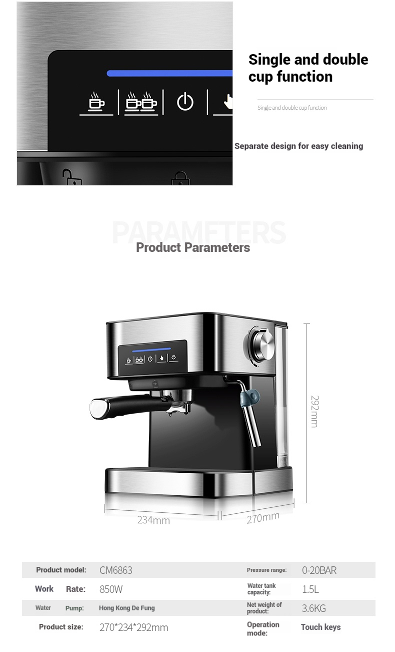 小型ホームオフィス用イタリアンエスプレッソセミオートマチック - Milk Frother Automatic のレビューと価格