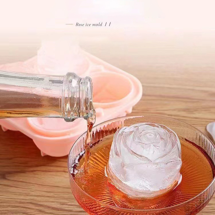3D ローズアイスモールド 4 穴アイスキューブトレイ型花の - Kitchen Appliances On Sale のレビューと価格