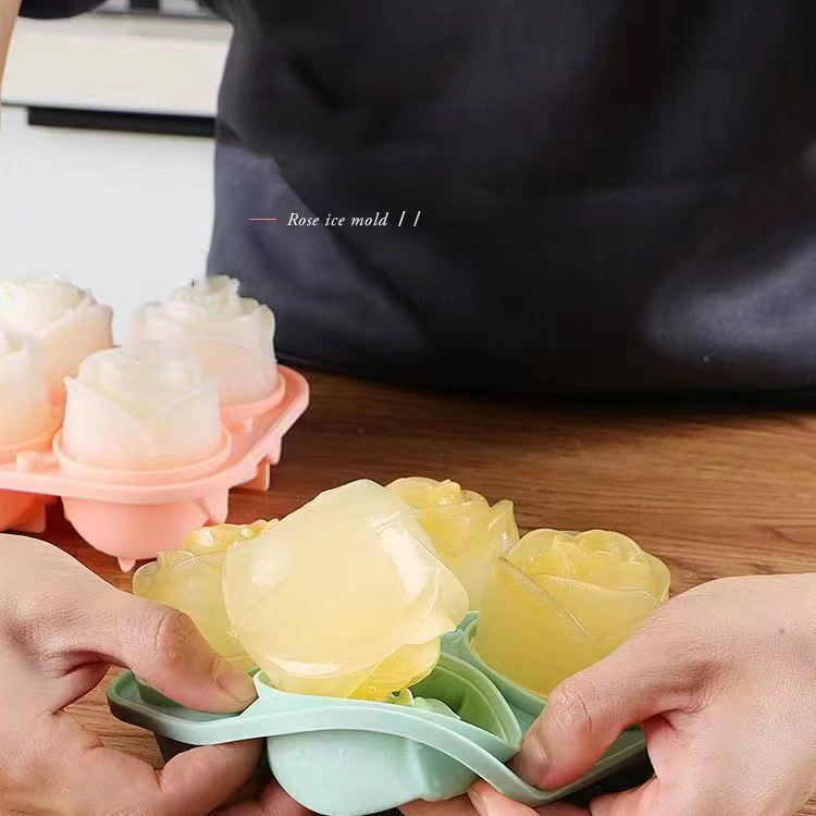 3D ローズアイスモールド 4 穴アイスキューブトレイ型花の - Kitchen Appliances On Sale のレビューと価格