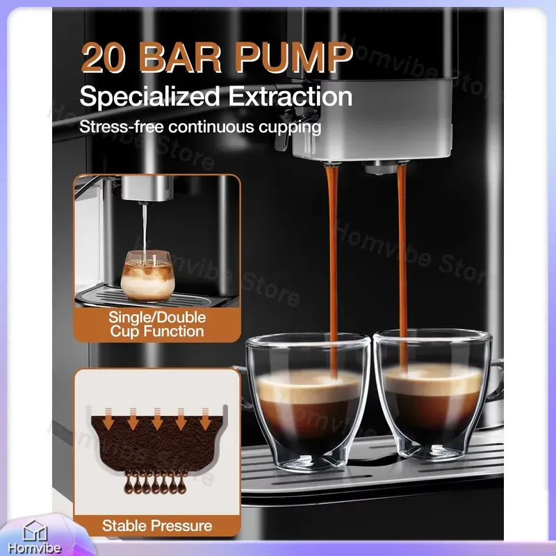 20バール全自動エスプレッソマシン、グラインダーとミルクフォ - Milk Frother Automatic のレビューと価格