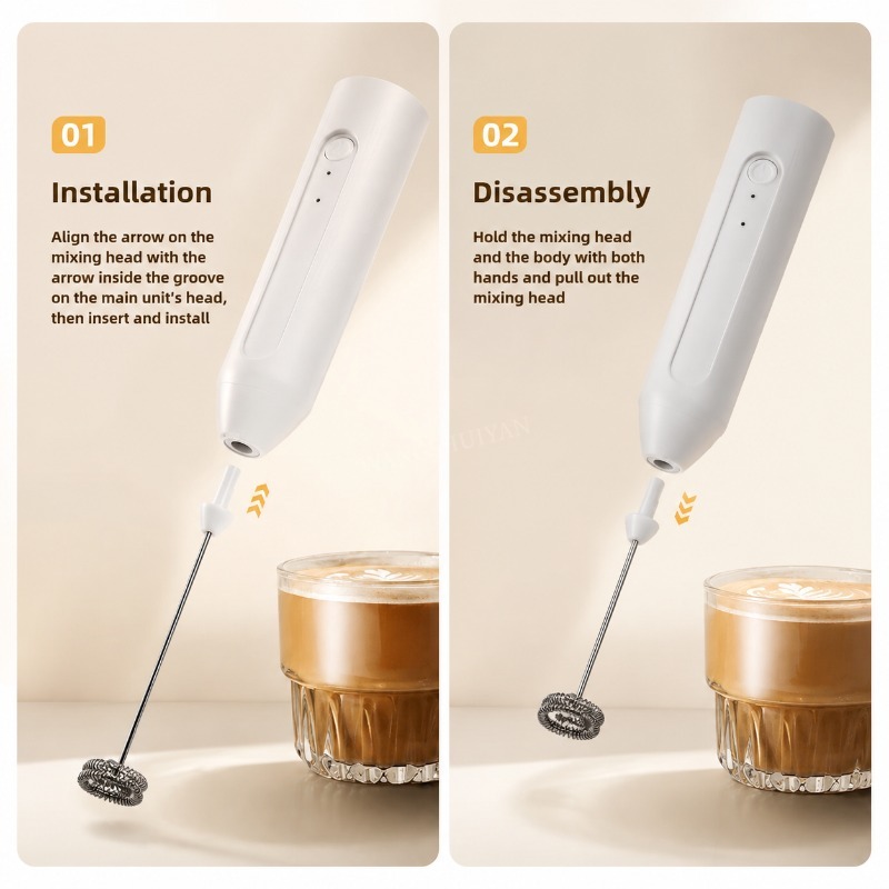 ミニミルク泡立て器 USB 充電式 3 スピードフォームメー - Milk Frother Automatic のレビューと価格